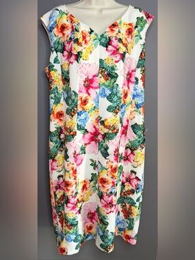 J Peterman Floral Sheath Dress Keyhole Back Romantic Garden Elegance Timeless